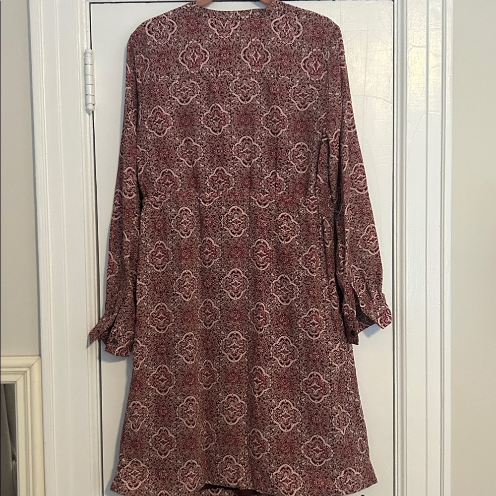 Gap Maternity Burgundy Patterned Long Sleeve Dress - image 4
